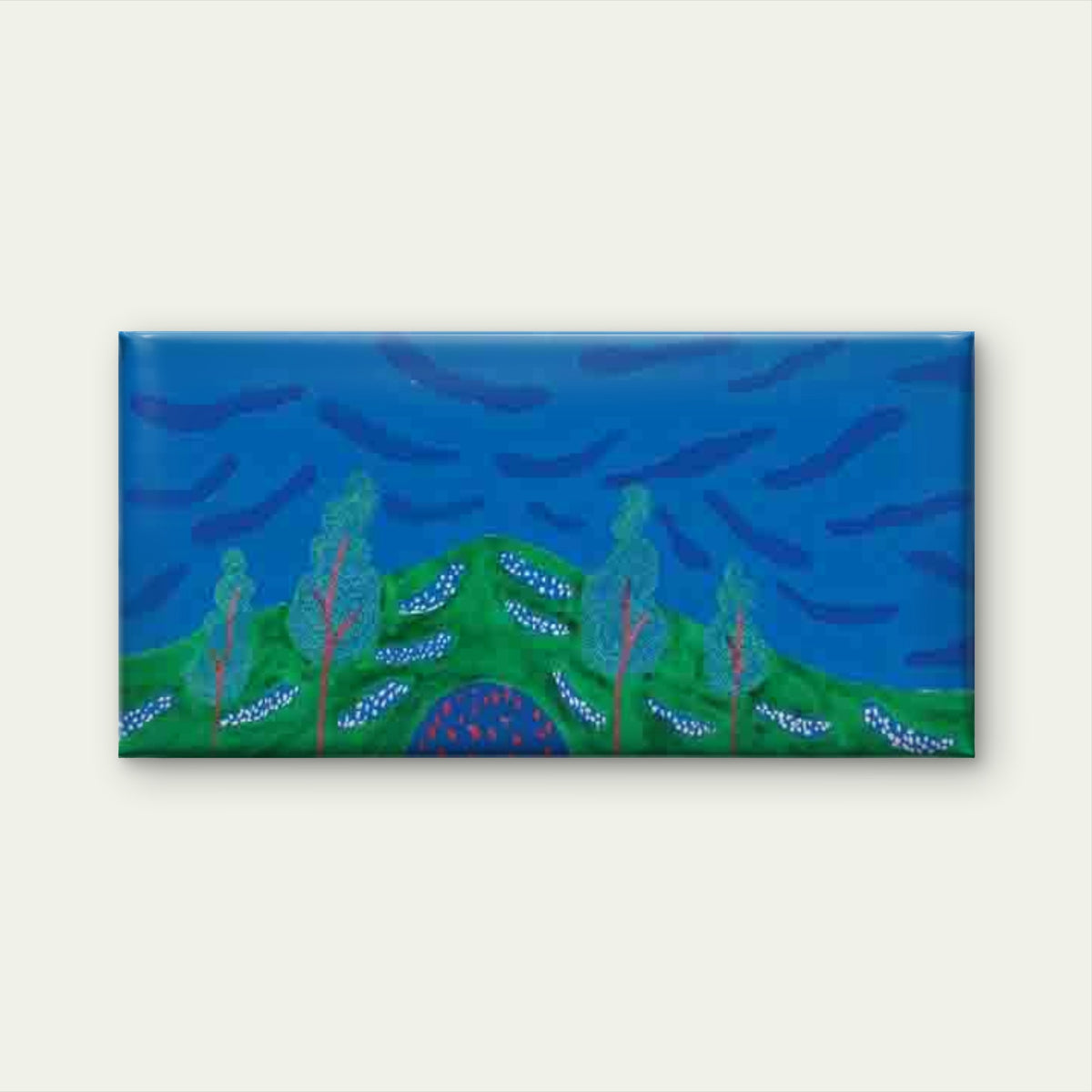 Abstract Landscape with a Blue Wall Art Canvas Office Home Room Framed 120x60cm