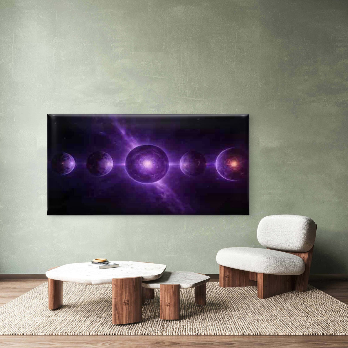 Purple Cosmic Galaxy Wall Art Canvas Office Home Room Framed 120x60cm