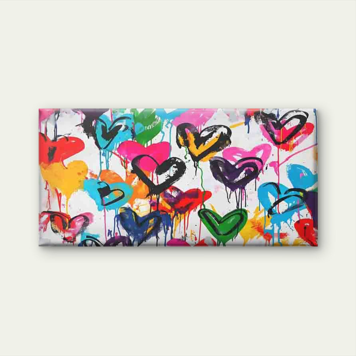 Colorful Graffiti Hearts Wall Art Canvas Office Home Room Framed 120x60cm