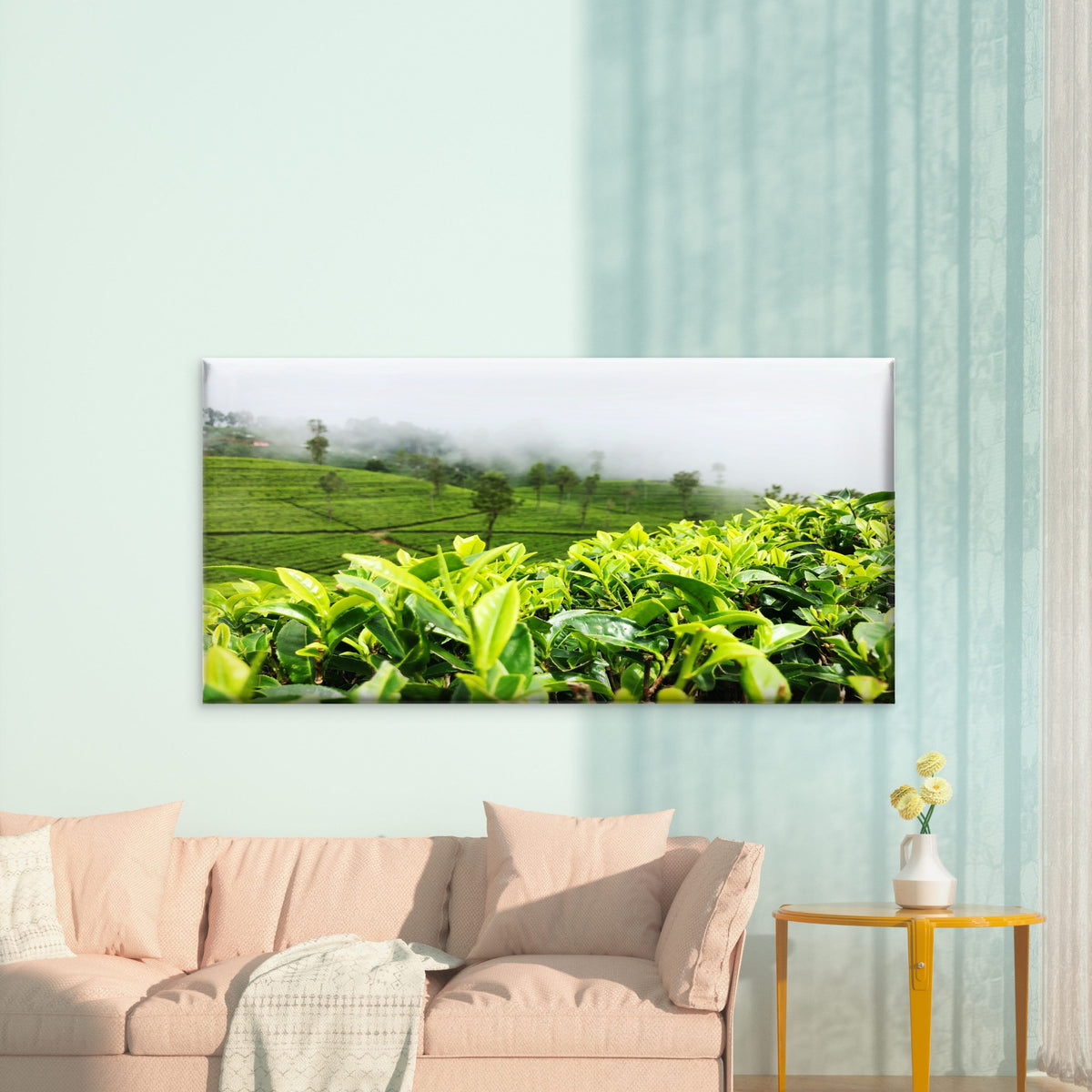 Green Tea Plantation View Wall Art Canvas Office Home Room Framed 120x60cm