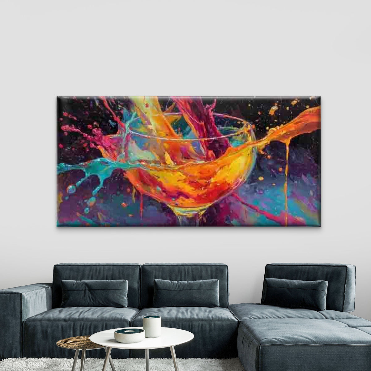Abstract Multicolor Splash Wall Art Canvas Office Home Room Framed 120x60cm