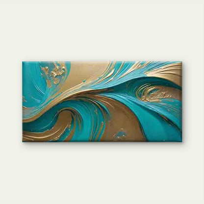 Blue and Golden Abstract Wall Art Canvas Office Home Room Framed 120x60cm