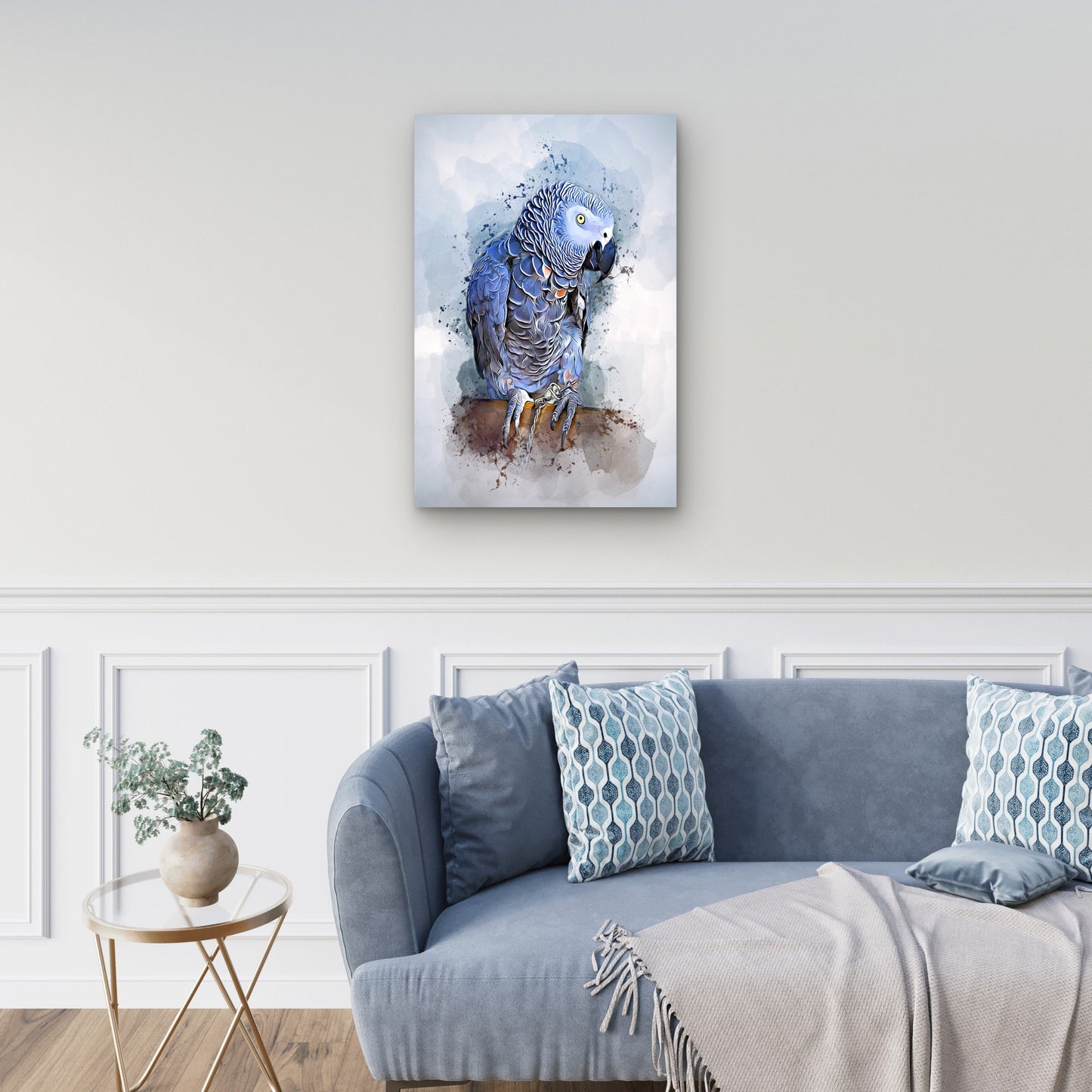 Watercolor Illustration Parrot Isolated Background 60x90cm Metal Print Ready to Hang