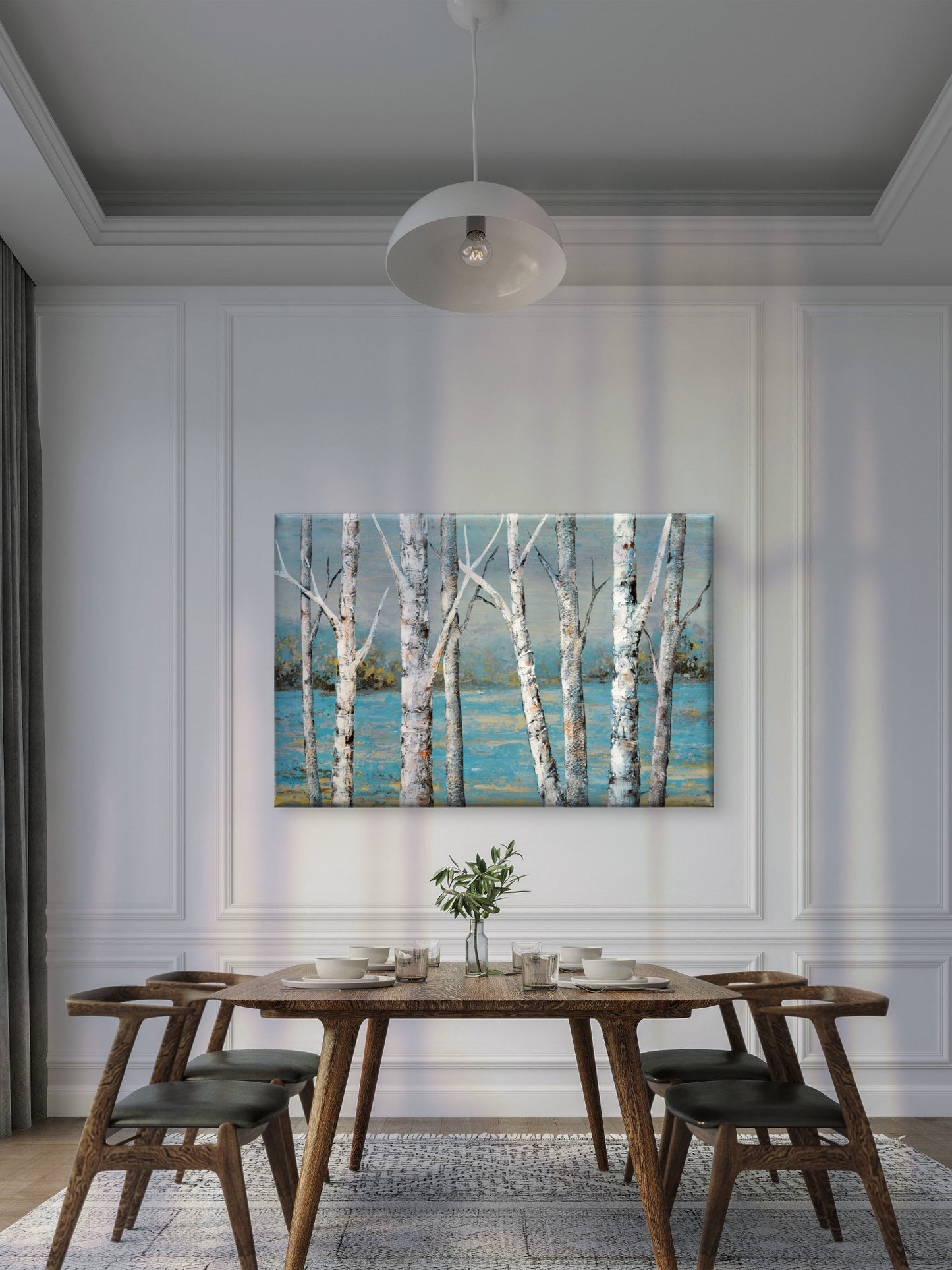Stunning White Trees Reflecting on Lake Wall Art Decor 100% Australian Made