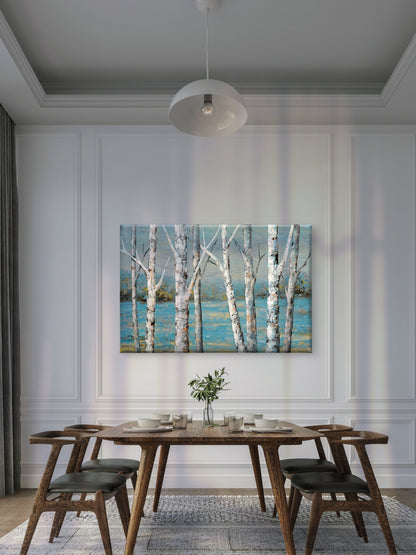 Stunning White Trees Reflecting on Lake Wall Art Decor 100% Australian Made