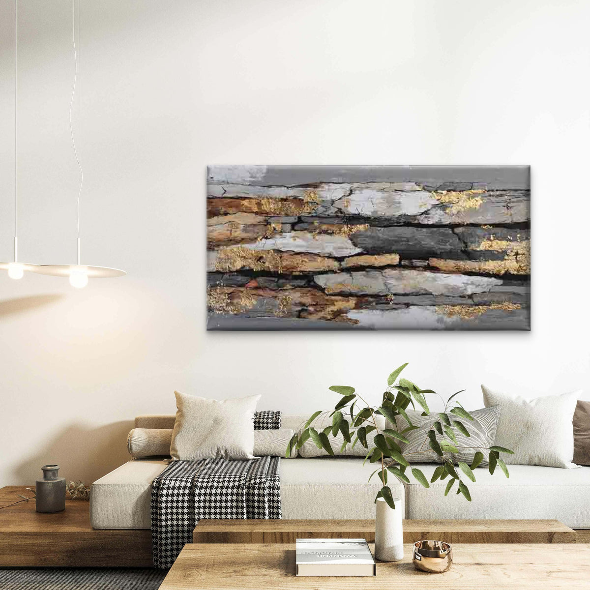 Abstract Painting of Cracked Wall Art Canvas Office Home Room Framed 120x60cm