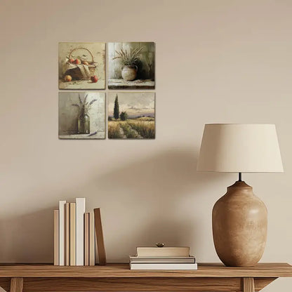 4pcs Fruit Busket Wall Art Canvas Framed