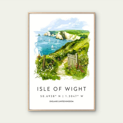 Isle of Wight England Coastal Landscape Travel Poster Print Wall Art