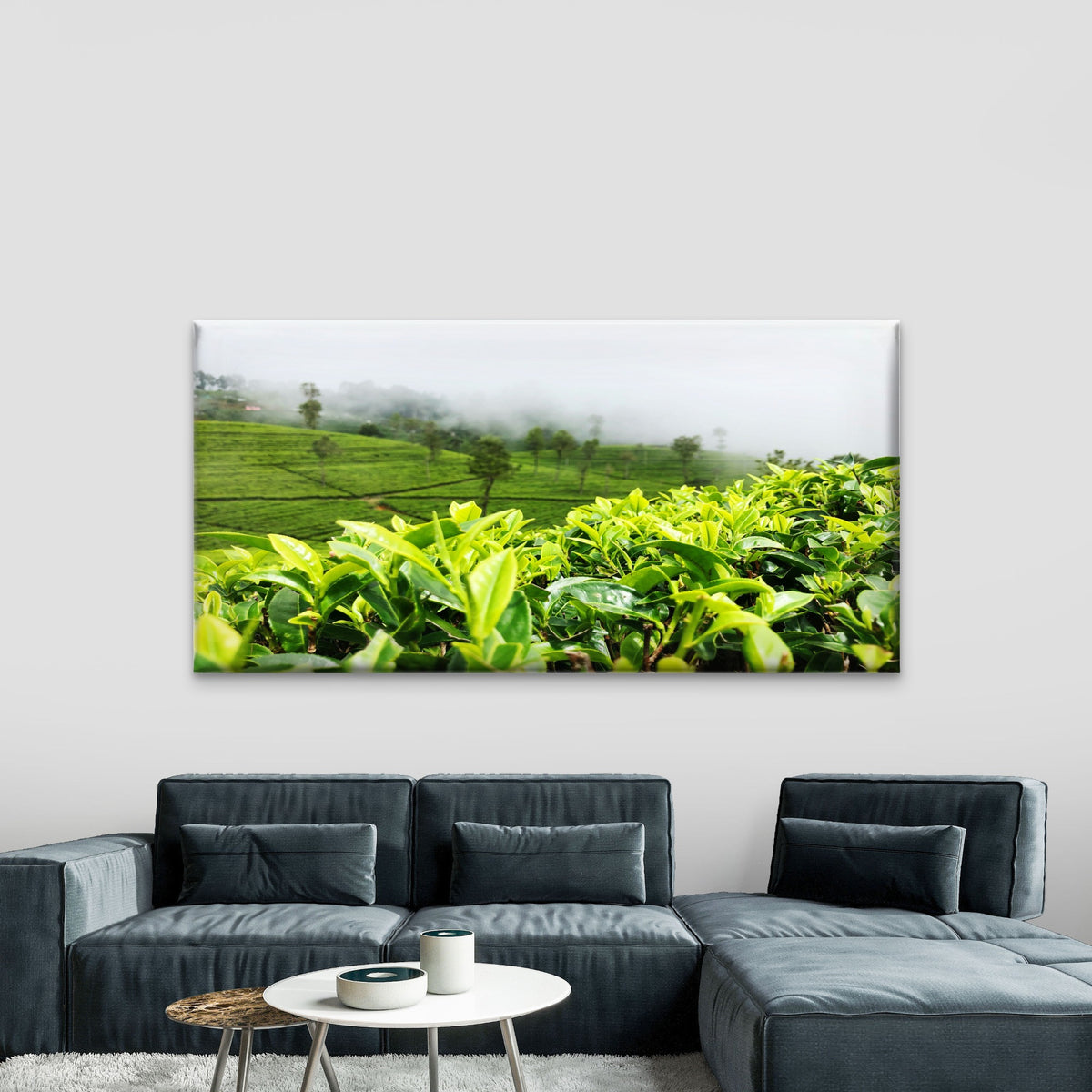 Green Tea Plantation View Wall Art Canvas Office Home Room Framed 120x60cm