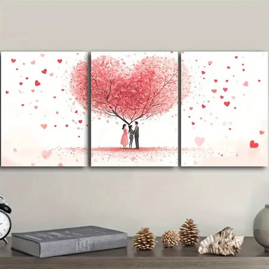 3pcs Lovers under the Love Tree Classic Design Metal Print Ready to Hang Art