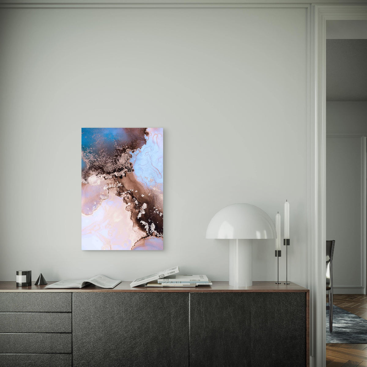 Marble Ink Abstract Art Metal Print Ready to Hang