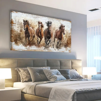 Brown Horse Pictures Animal Wall Art canvas office home room framed 120x60cm