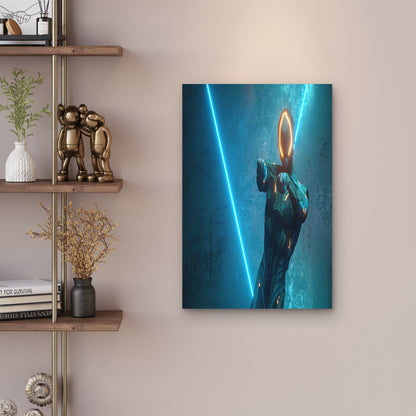 Dancing Alien Robot On A Metal Background Metal Print Ready to Hang