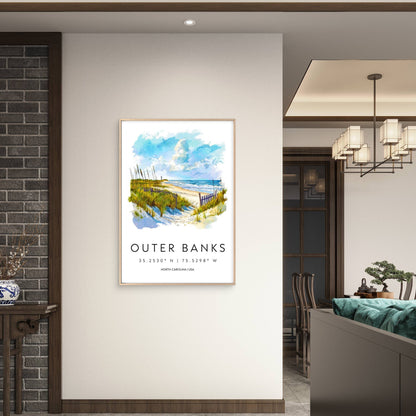 Outer Banks North Carolina Coast Travel Poster Print Wall Art