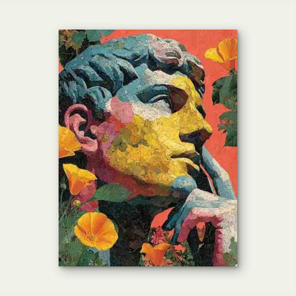 The David Statue And California Poppies 60x90cm Metal Print Ready to Hang