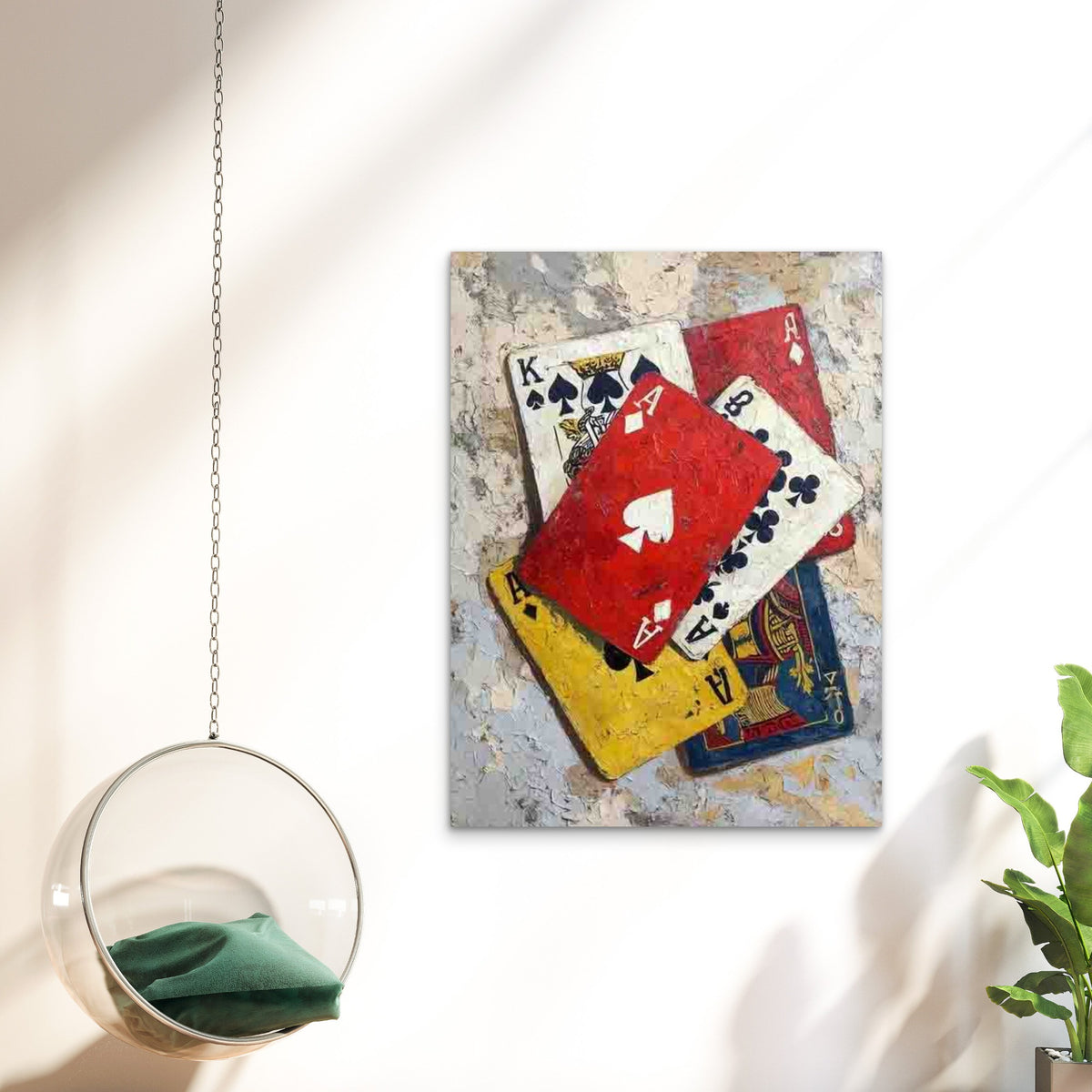 Featuring Clubs Playing Cards, Retro Poker 60x90cm Metal Print Ready to Hang