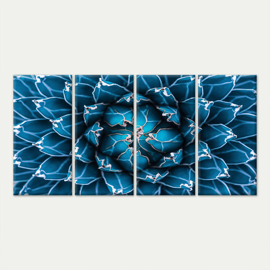 4pcs Modern Blue Succulent Agave Plant Botanical Wall Art Canvas Framed 45x80cm - High Quality Print 100% Australian Made Wall Canvas Ready to Hang