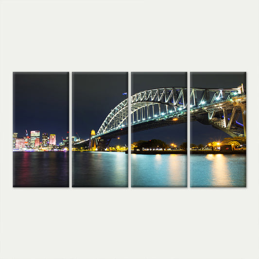 4pcs Sydney Harbour Bridge City Skyline Wall Art Canvas Framed 45x80cm - High Quality Print 100% Australian Made Wall Canvas Ready to Hang