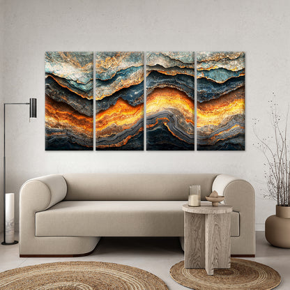 4pcs Abstract Agate Geode Gold Rock Marble Wall Art Canvas Framed 45x80cm         - High Quality Print 100% Australian Made Wall Canvas Ready to Hang