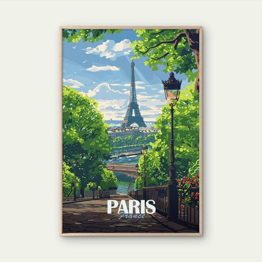 Eiffel Tower Paris France Retro Street Travel Poster Print Wall Art (Copy)