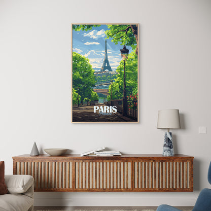 Eiffel Tower Paris France Retro Street Travel Poster Print Wall Art (Copy)