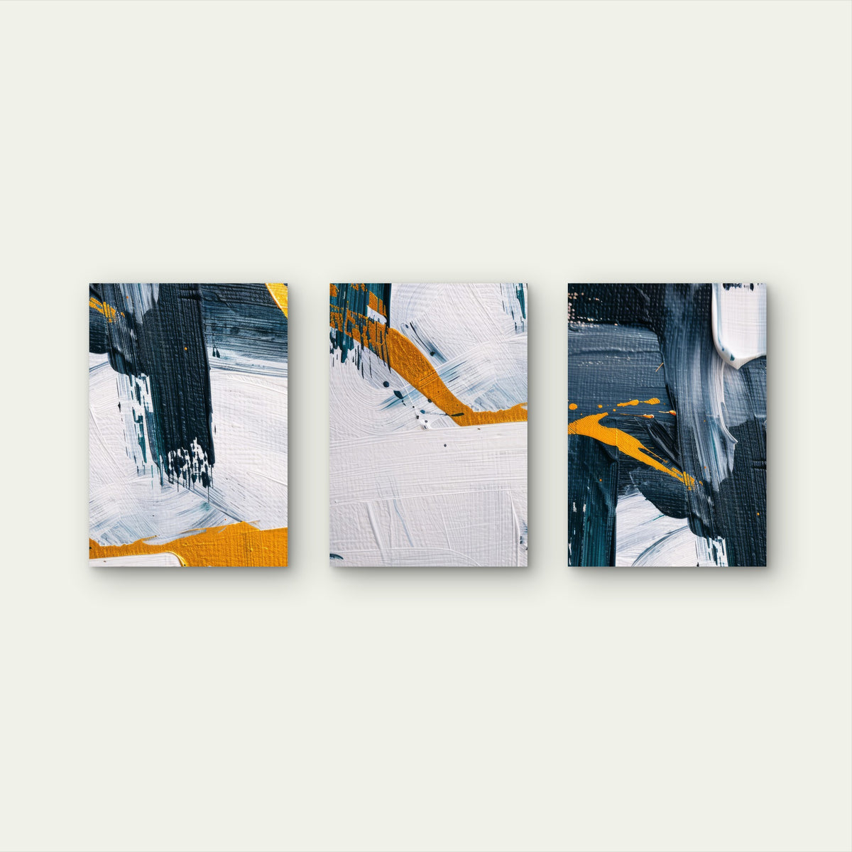 3pcs Navy Blue Gold White Abstract Brush Stroke Wall Art Set Canvas Framed 40x60cm - High Quality Print 100% Australian Made Wall Canvas Ready to Hang