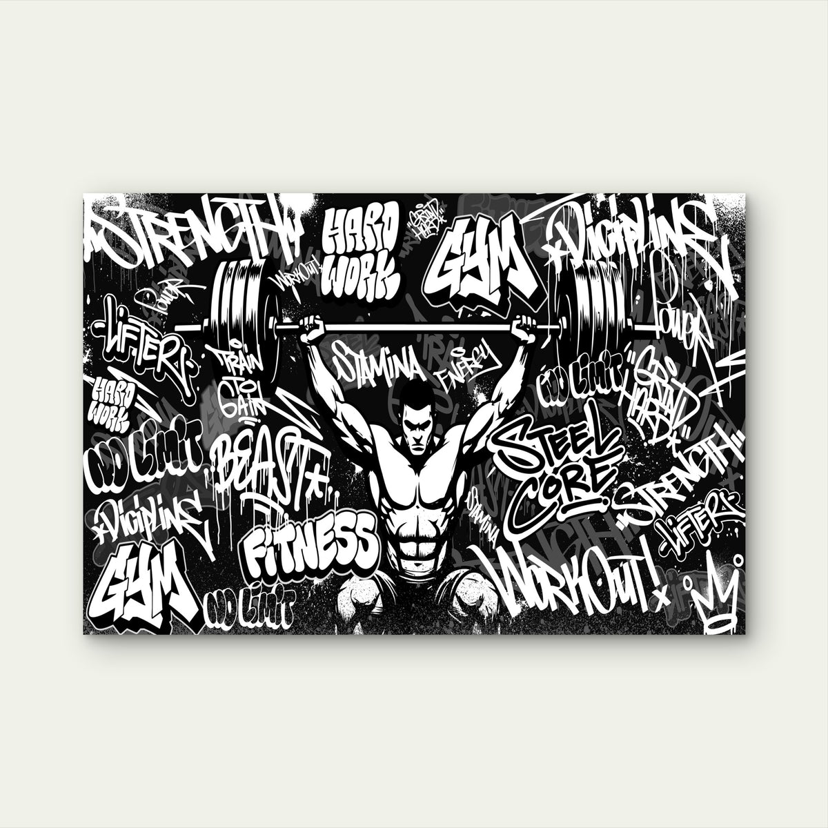 Gym Graffiti Streetwear Motivation 5mm thick Plastic Poster Ready to Hang 90x60cm