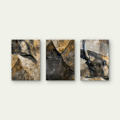 3pcs Vintage Wild African Elephant Animal Wall Art Set Canvas Framed 40x60cm - High Quality Print 100% Australian Made Wall Canvas Ready to Hang