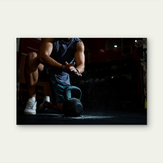 Gym Kettlebell Chalk Dust Crossfit Workout 5mm thick Plastic Poster Ready to Hang 90x60cm