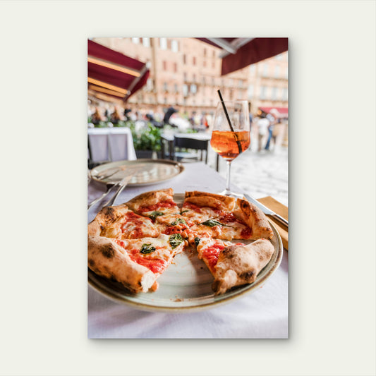 Tasty Fresh Pizza Spritz Cocktail Cafe Bistro 40x60cm Metal Print Ready to Hang