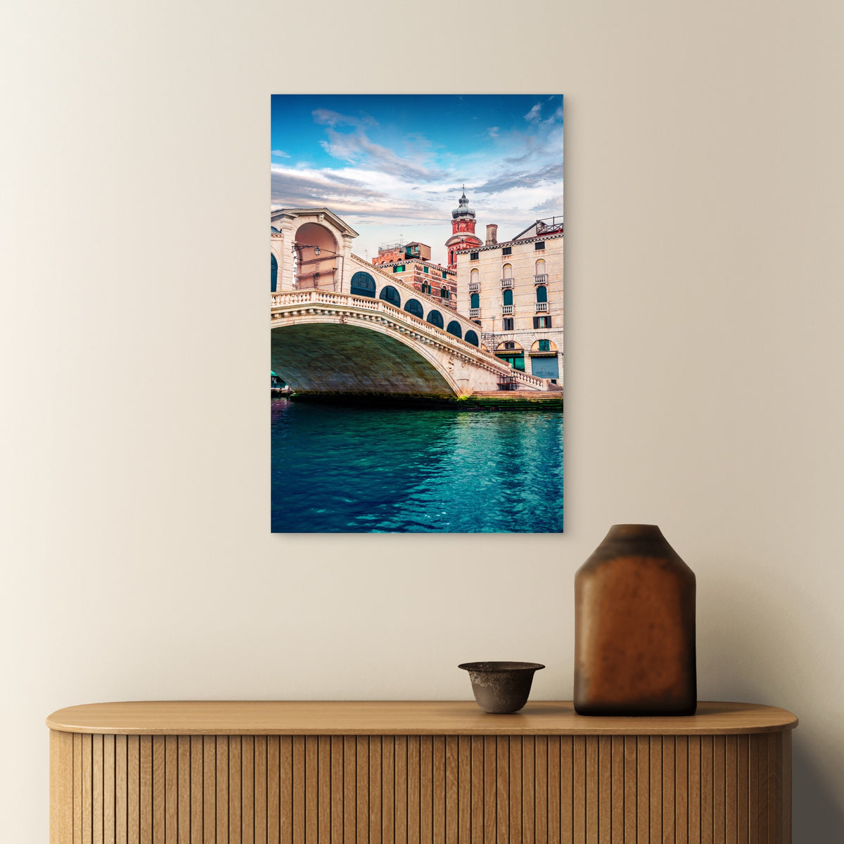 Beautiful Venice Italy Rialto Bridge Canal View 40x60cm Metal Print Ready to Hang
