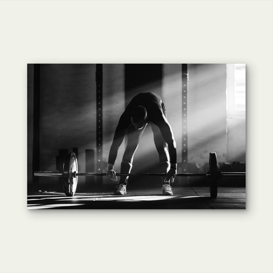 Black White Deadlift Silhouette 5mm thick Plastic Poster Ready to Hang 90x60cm