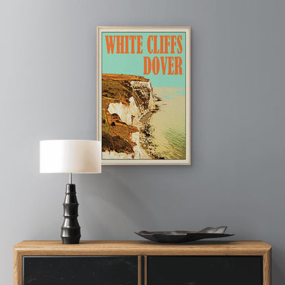 Vintage White Cliffs Dover England Coast Travel Poster Print Wall Art