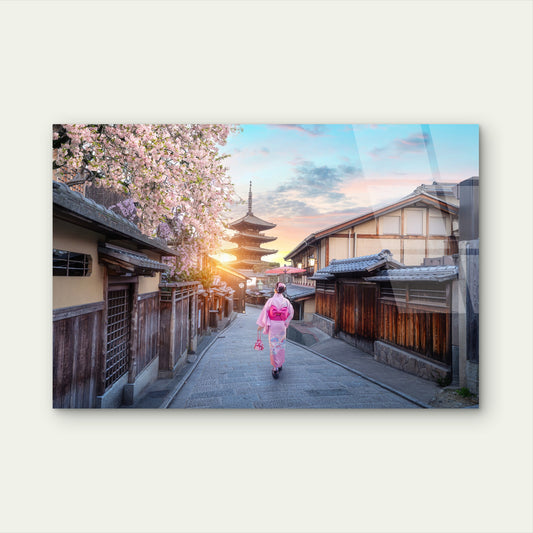 Kyoto Yasaka Pagoda Street Sunset Art Acrylic Glass Printing Wall Art Australian Made Quality