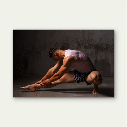 Male Athlete Fitness Stretch Art 5mm thick Plastic Poster Ready to Hang 90x60cm