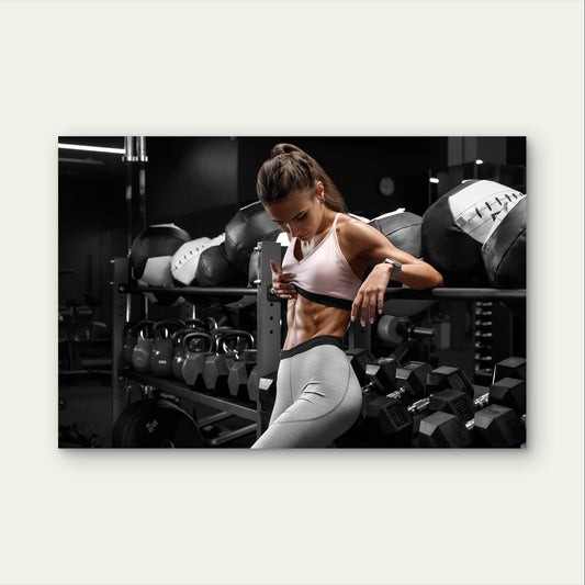 Muscular Female Abs Gym Wall Art 5mm thick Plastic Poster Ready to Hang 90x60cm