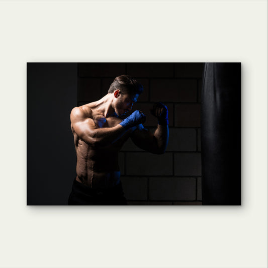 Gym Man Boxing Punching Bag 5mm thick Plastic Poster Ready to Hang 90x60cm