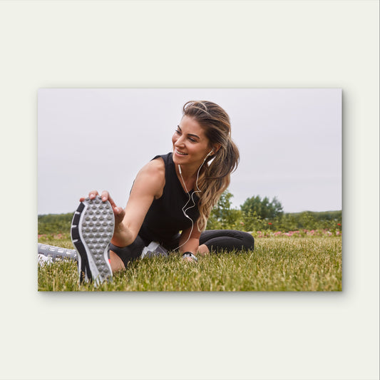 Gym Woman Outdoor Stretch Art 5mm thick Plastic Poster Ready to Hang 90x60cm