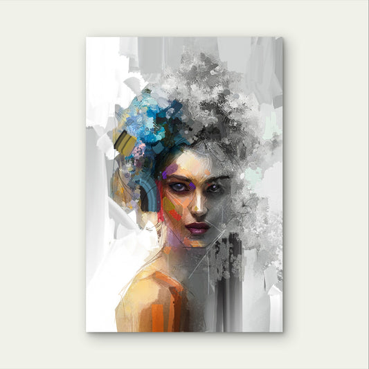Modern Abstract Female Portrait Face Wall Art 40x60cm Metal Print Ready to Hang