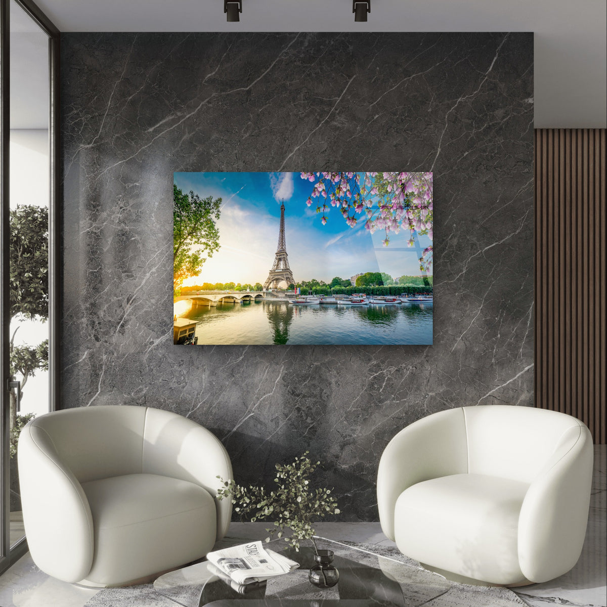 Romantic Eiffel Tower Spring Blossom Acrylic Glass Printing Wall Art Australian Made Quality