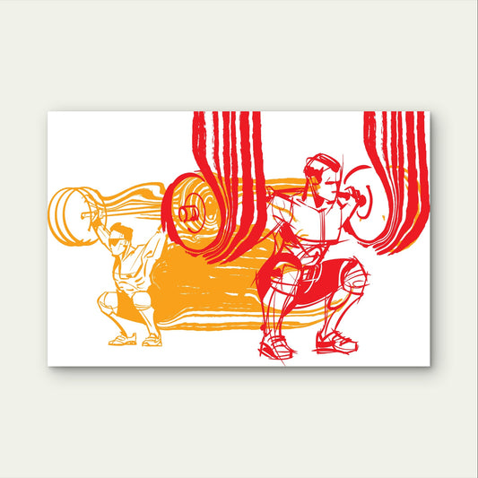 Weightlifting Barbell Squat Art 5mm thick Plastic Poster Ready to Hang 90x60cm