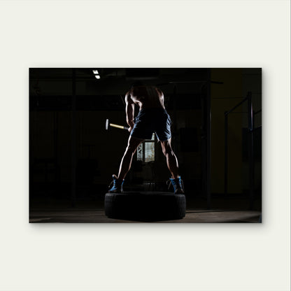 Crossfit Sledgehammer Tire 5mm thick Plastic Poster Ready to Hang 90x60cm