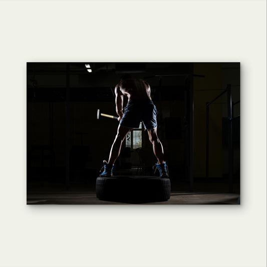 Crossfit Sledgehammer Tire 5mm thick Plastic Poster Ready to Hang 90x60cm