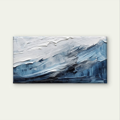 Abstract Blue Ocean Wave Impasto Wall Art Canvas Office Home Framed 120x60cm