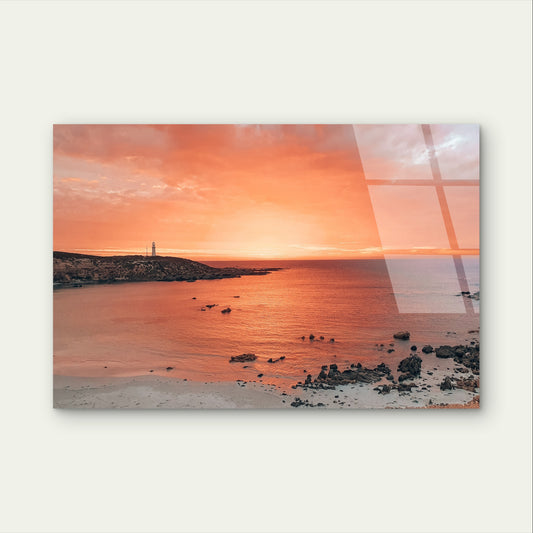 Lighthouse Sunset Ocean Coastal Scenery Acrylic Glass Printing Wall Art Australian Made Quality