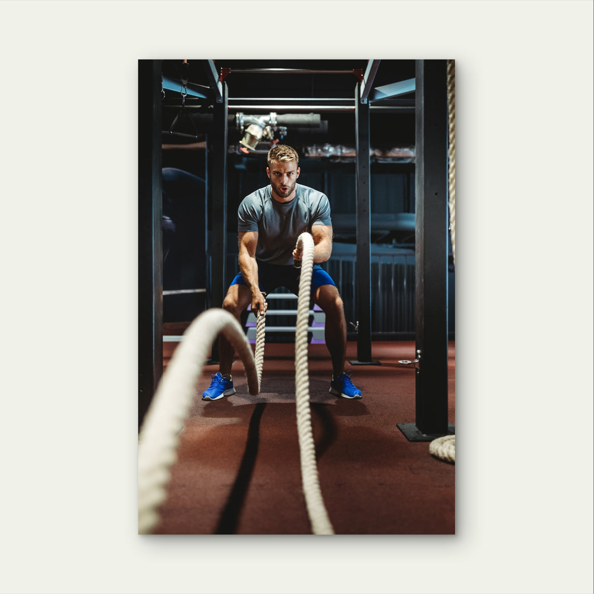 Gym Battle Ropes Workout Sign 5mm thick Plastic Poster Ready to Hang 90x60cm