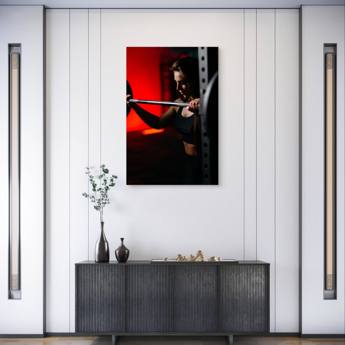 Female Weightlifting Power Art 5mm thick Plastic Poster Ready to Hang 90x60cm