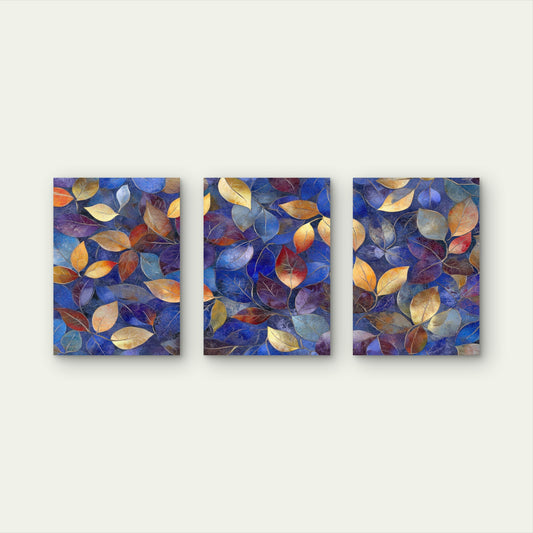 3pcs Abstract Colorful Autumn Tree Leaves Wall Art Set Canvas Framed 50x70cm - High Quality Print 100% Australian Made Wall Canvas Ready to Hang