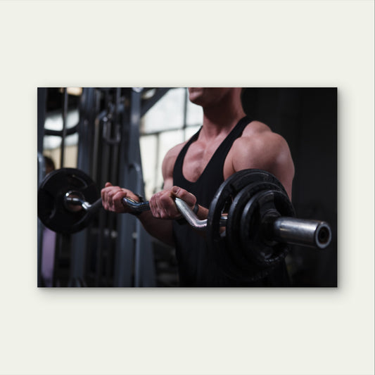 Heavy EZ Barbell Bicep Curl Arm Workout 5mm Plastic Poster Ready to Hang 90x60cm