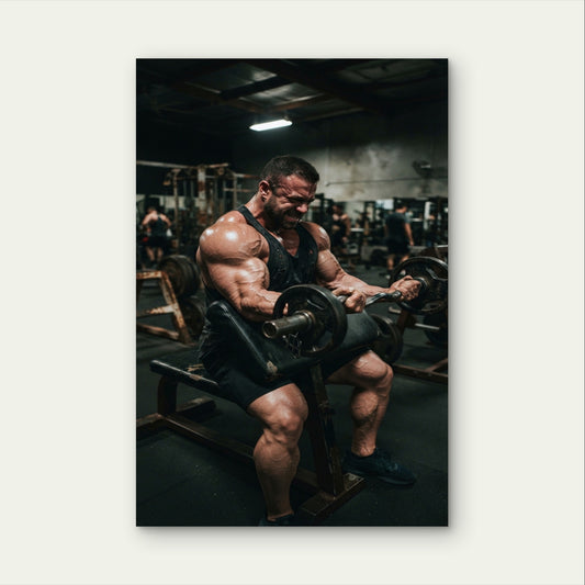 Stunning Muscular Man Bicep Curl Gym 5mm Plastic Poster Ready to Hang 90x60cm